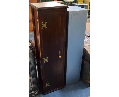 A Metal Two Lock Gun Cabinet in Wooden Surround 