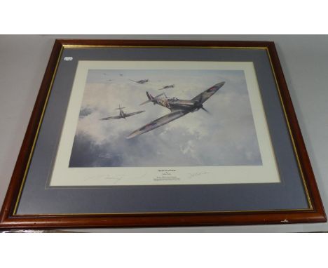 A Framed Limited Robert Taylor Battle of Britain 'Aces Collection' Print, Head on Attack with Pencil Signatures to Border, No