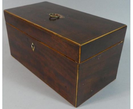 A Mid 19th Century Mahogany Two Division Tea Caddy with Replacement Glass Mixing Bowl, 30.5cm Wide 