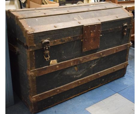 A Vintage Dome Topped Travelling Trunk, 85cm Wide 