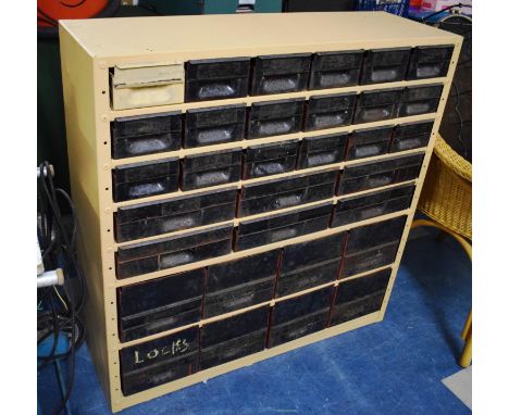 A Vintage Metal 32 Drawer Workshop Cabinet, 92cm Wide 