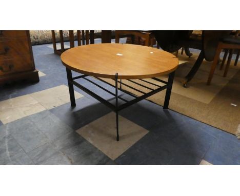 A 1970's Circular Coffee Table with Magazine Shelf, 68.5cm diameter 