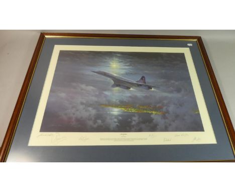 A Framed Limited Edition Concorde Print, Speedbird by Simon Atack, 89/500, Signed in Pencil, 82cm Wide 