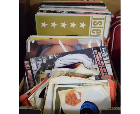 A Collection of 45rpm Records to Include Paul Simon, Thin Lizzy, Wizzard, Blue Mink, Mud, Medicine Head Together with a Box o