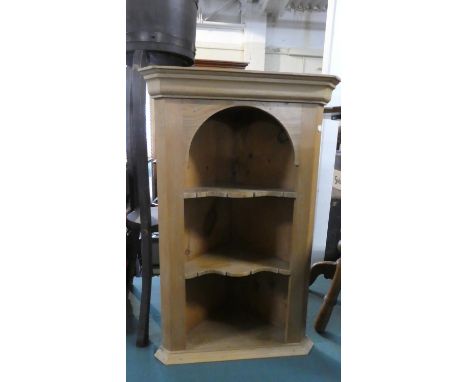 A Modern Pine Wall Pine Hanging Three Shelf Corner Cabinet, 45.5cm Wide 