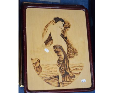 A Pair of Oriental Pokerwork Prints Depicting Classical Nudes, Together with Limited Edition Still Life Prints and a Tapestry