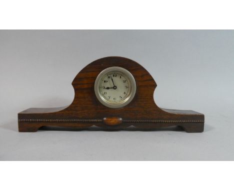 An Edwardian Oak Mantle Clock, Movement Appears Overwound, 29cm Wide 