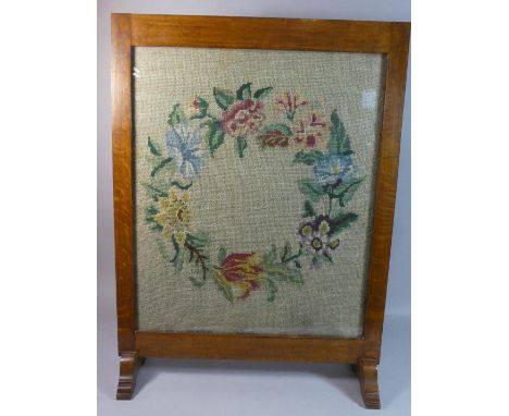 An Oak Framed Tapestry Fire Screen 