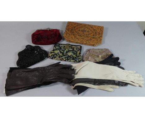 A Collection of Vintage Ladies Gloves, Sequin and Other Evening Bags and Purses 