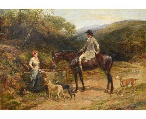 Heywood Hardy ARWS, RPE (1842-1933) At the watering trough  Signed and dated 1907, oil on canvas, 59.5cm by 85cmProvenance: A
