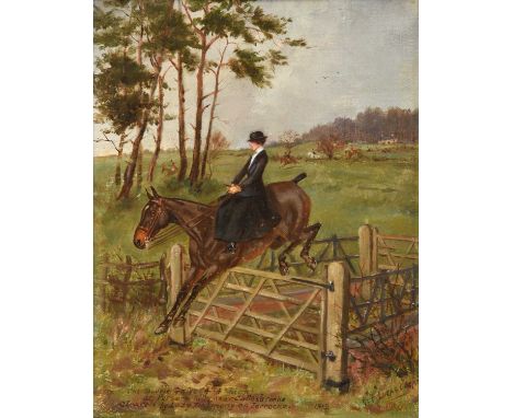 Henry Frederick Lucas Lucas (1848-1943) "The double gates at Pursers Hill near Cottesbrooke, cleared by Lady Dalmeny on Jorro