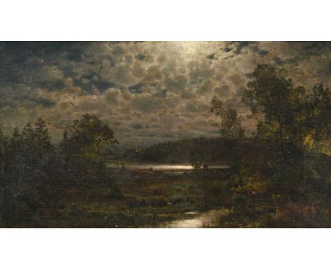 Attributed to Magnus Hjalmar Munsterhjelm (1840-1905) Finnish Nocturne landscape  Initialled, with indistinct pencil signatur