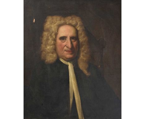 Follower of Jonathan Richardson (1665-1745) Portrait of a gentleman, head and shoulders, wearing a powdered wig  Oil on canva