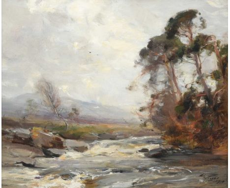 William Miller Frazer RSA (1864-1961) "The Falls of Dochart, Killin" Signed and dated 1919, oil on canvas, 48.5cm by 60cm   P