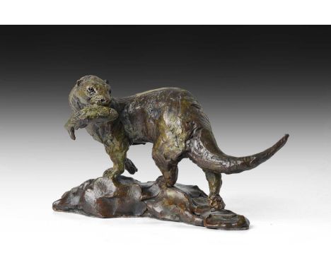 Hamish Mackie (b.1973) "Otter Fish Takeaway" (2013) Signed, numbered edition of 25 and dated 2013, bronze, 12.5cm high Litera