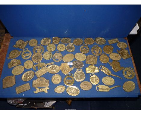 A large quantity of brass Horse brasses and plaques from vintage rally societies and steam rallies from the 1990's and 2000's