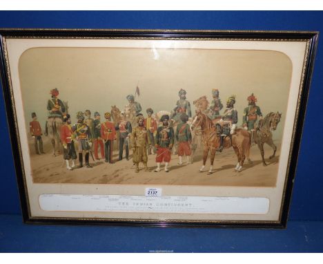 A framed and mounted Lithograph titled 'The Indian Contingent Engaged with The British Forces in the Egyptian Campaign 1882' 