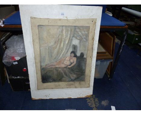 A vintage Oil painted on cloth and mounted on board.