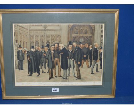 A gilt framed and mounted Vincent Brooks Day &amp; Son Lithograph - Inspector Denning titled 'The Lobby of The House of Commo