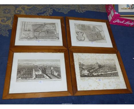 Four framed plates to include; No:13 View of The Garden of Eminent Sir Cardinal Paolo Savelli Peretti Towards Maria Maggiore,