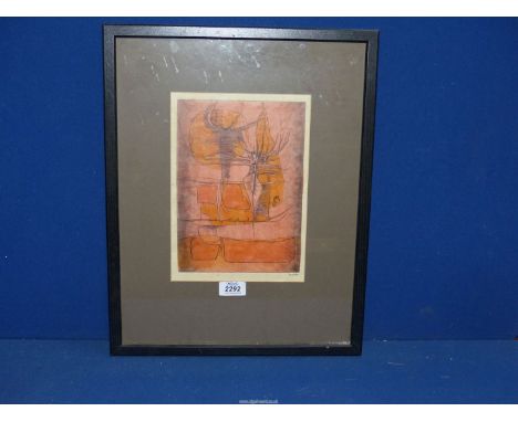 A framed and mounted Abstract Print, signed Sash '64 lower right.