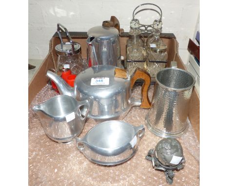 A Picquot ware 4 piece tea service; a selection of silver plate; etc.