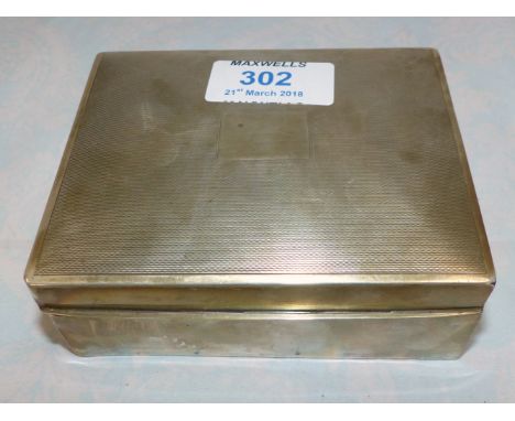 A silver engine turned rectangular cigarette box, Birmingham 1941