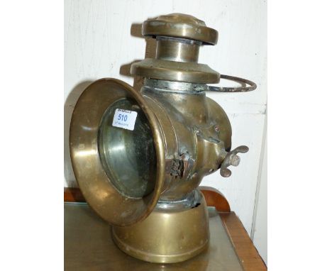 A Lucas No 742 'King of the Road' brass lamp, ht 12.5"