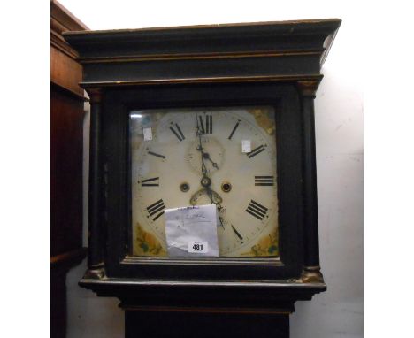 An ebonised and parcel gilt decorated longcase clock, the 30cm painted square dial marked for Jas. Bennett of Kingsbridge wit