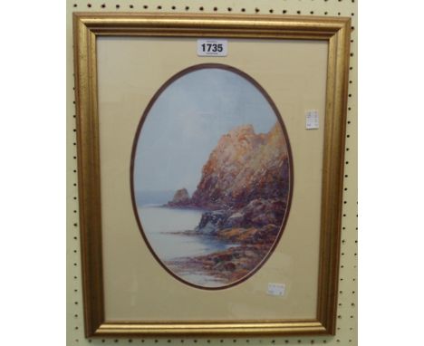 F.J. Widgery: a framed limited edition coloured print, depicting a coastal view