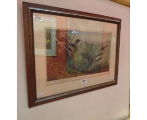 Archibald Thorburn: a framed coloured print of Mallard - signed in pencil to the margin - image 23.5cm X 39.5cm