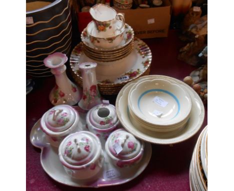 A quantity of assorted ceramics including six Royal Albert Old Country Roses dinner plates, six cereal bowls, milk jug and su