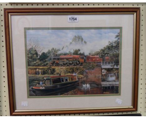 Freeman: a framed coloured LMS locomotive print - label verso