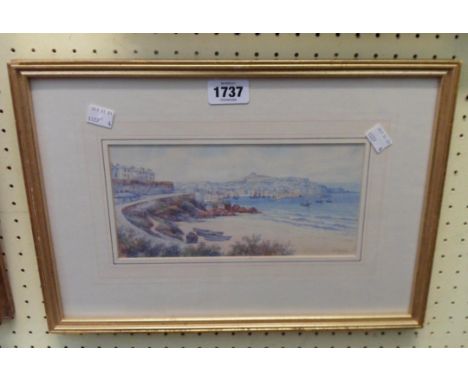 W. Sands: a gilt framed watercolour, depicting a coastal view - signed - sold with a framed coloured print