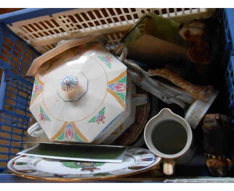 A crate containing aquantity of ceramic A crate containing a quantity of ceramic items including limited edition Spode Royal 