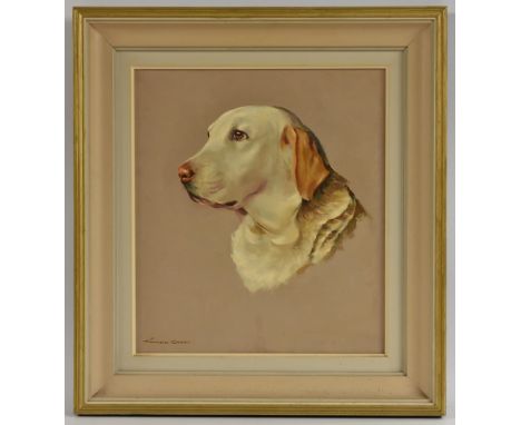 Kenneth Green (20th century)Portrait of a Golden Labrador, Cleopatrasigned, oil on canvas, 43.5cm x 38.5cm