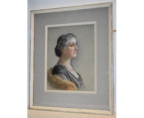 Ida Verner (1850 - 1937)Portrait of Constance Vesey, Bust Length,signed, dated 1923, titled, pastel on paper, 52cm x 40cm