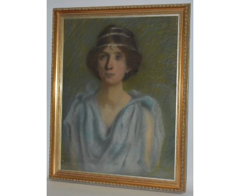 An Art Deco Portrait of a Young Ladysigned with monogram CKM, pastel, 65.5cm x 51cm