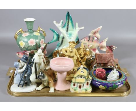 A tray lot of collectable ceramics to include Minton, Liliput Lane and Goebel examples.