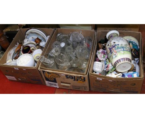 Three good boxes of mixed china and glass to include Royal Worcester examples.