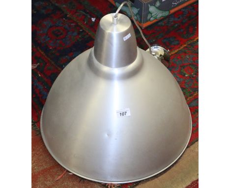 An industrial aluminium ceiling lamp along with a three branch ceiling light.