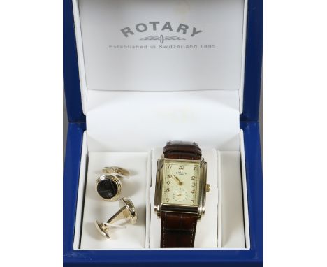 A boxed gents Rotary wristwatch and matching cufflinks.