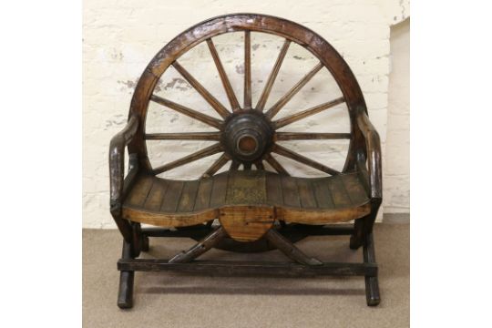 A Rustic Heavy Constructed Wooden Cartwheel Garden Seat Condition Report To Be Used As Guide - Cartwheel Garden Seat A Rustic Heavy Constructed Wooden Cartwheel Garden Seat Condition Report To Be Used As Guide - Cartwheel Garden Seat