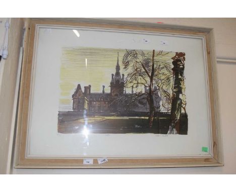 Edwin La Dell RA (British 20th Century) Fettes College, Edinburgh, Limited edition colour lithograph, titled and numbered 61/