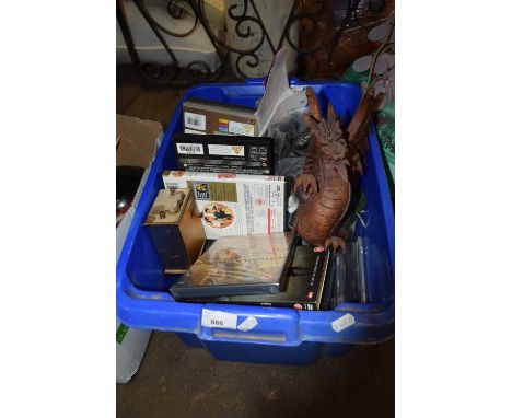 Mixed Lot: DVD's, carriage clock, wooden dragon etc