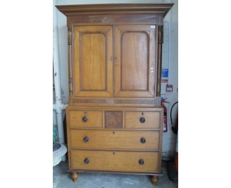 Late 19th Century light oak two stage press cupboard.(B.P. 24% incl. VAT)
