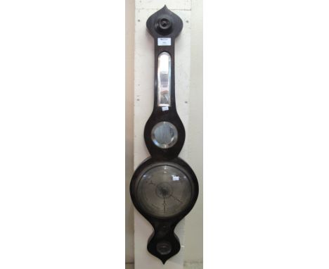 19th Century mahogany wheel barometer with silvered face.(B.P. 24% incl. VAT)