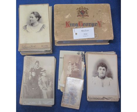 King George V chocolate box containing various Welsh portrait cards, by Samuel J. Allan of Haverfordwest, Squibbs of New Quay