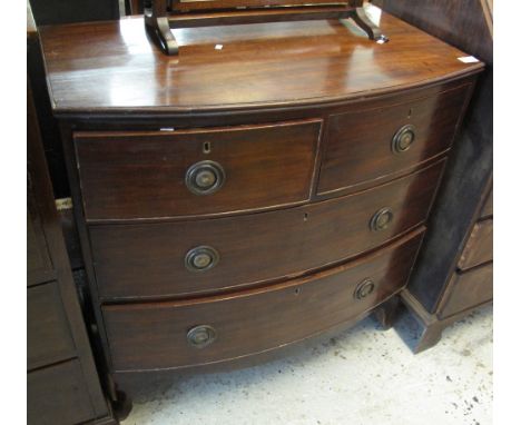 Early 19th Century mahogany bow front chest of two short and two long drawers on bracket feet.(B.P. 24% incl. VAT)