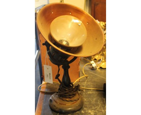Early 20th Century copper and metal reticulated table or desk lamp.(B.P. 24% incl. VAT)